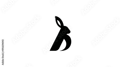 Elegant Minimalist Black Rabbit Silhouette Logo Icon. Stylized Animal Graphic Design for Branding or Digital Use on White