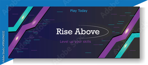 Rise above concept gaming banner template design, digital cover vector illustration