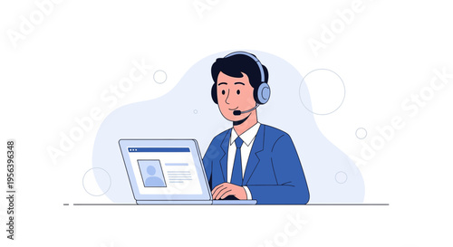 Dedicated customer support operator assisting clients online with professional service offering