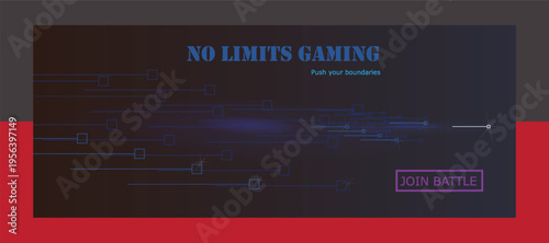 No limits gaming concept banner template design, futuristic cover vector illustration