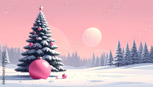 Wallpaper Mural Enchanting Winter Wonderland Christmas Tree Scene. Torontodigital.ca