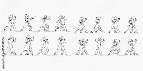 Continuous line drawing of martial arts fighters in various dynamic poses, showcasing strength and agility in combat sports training.