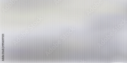 Transparent corrugated plastic ribbed glass background with abstract line patterns. 3D gradient light effects for retail windows or architectural panels.