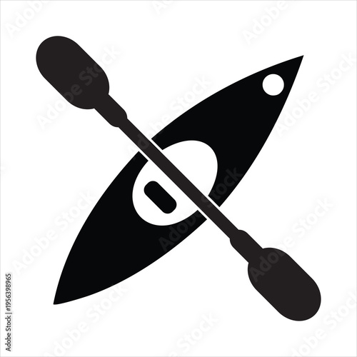  Kayak and paddle vector icon