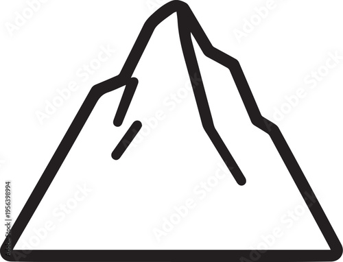 A minimalist line drawing captures the stark beauty of a mountain peak, evoking a sense of adventure and the grandeur of nature's formations. 