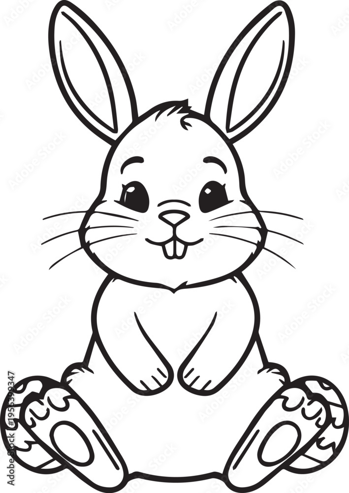 Obraz premium A charming, cartoonish illustration of an adorable bunny, with its long ears and captivating eyes, a classic image perfect for various purposes.