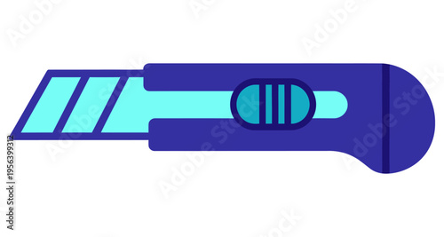 Utility Knife Cutting Tool Blade Precision Crafting Isolated White Background Vector Flat Design