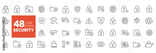 Collection of 48 cyber security icons and symbols for online safety and protection