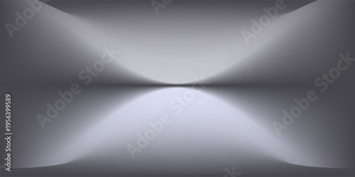 Empty grey studio background. Limbo dark bg. Product studio room. Limbo dark background. Abstract 3d backdrop for presentation. Minimal wall scene. Showcase, promotion display. Vector illustration