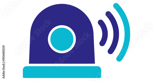 Blue Rotating Beacon Flashing Emergency Signal Warning Light Flat Design