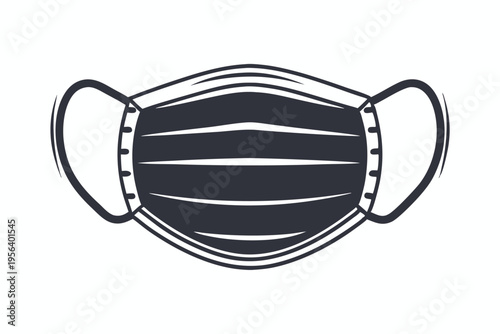 Illustrated flat design mask shows protection with layers and straps on white backdrop