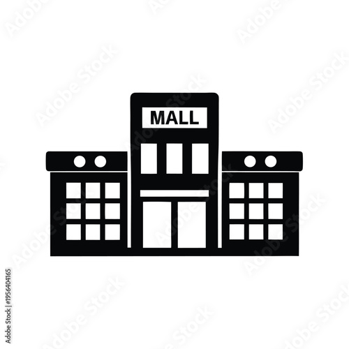 Solid black mall architecture shows symmetrical features on a white isolated background now