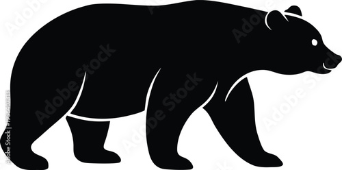 Black Bear Silhouette Walking Icon Vector Simple Graphic