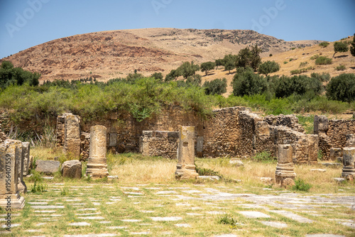 Broken columns in an ancient temple at Bulla Regia, outside of Jendouba, Tunisia