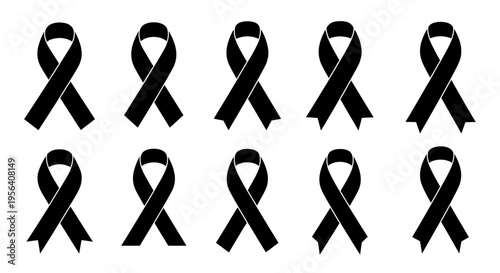 Black Ribbons Symbolizing Mourning and Awareness.