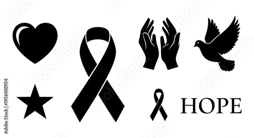 Black Silhouette Symbols of Hope Charity.