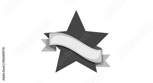 Black Star with White Ribbon Banner.