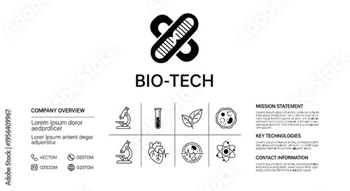 Biotech company presentation template features DNA helix and diverse.