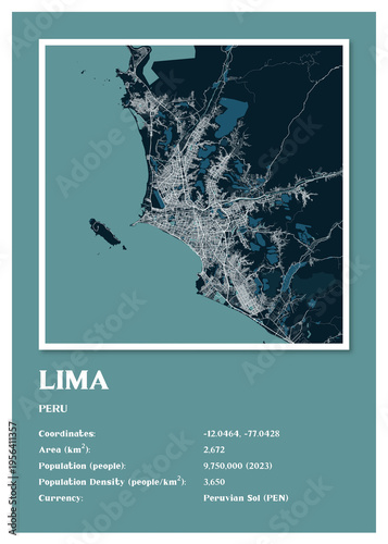 Lima - Peru Aster Night Maps Information