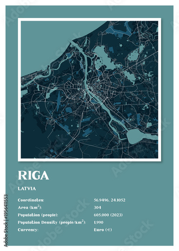 Riga - Latvia Aster Night Maps Information
