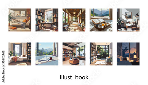 読書と本のある暮らし_イラスト素材