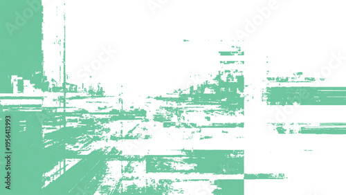 Green abstract grunge texture with white background and distressed design elements urban feel