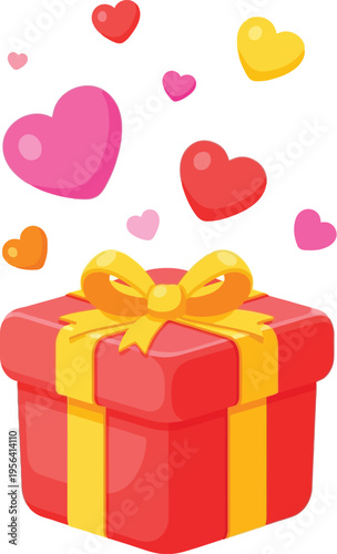 Lovely Gift Box and Floating Hearts