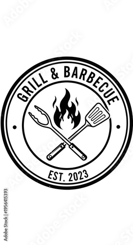 Grill and Barbecue Logo - Established 2023, Culinary Excellence.