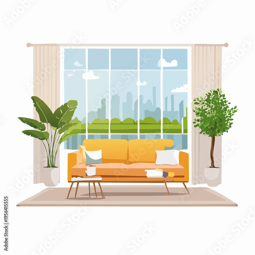 Skandinavisches Wohnzimmer mit natürlichem Licht und minimalistischer Einrichtung