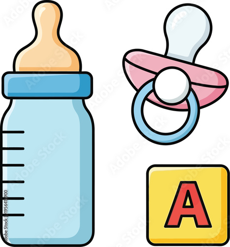 baby items silhouette vector isolated