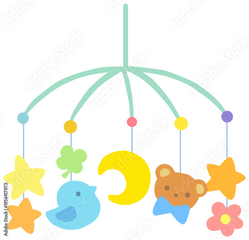 カラフルなメリーのイラスト 育児 ベクター素材