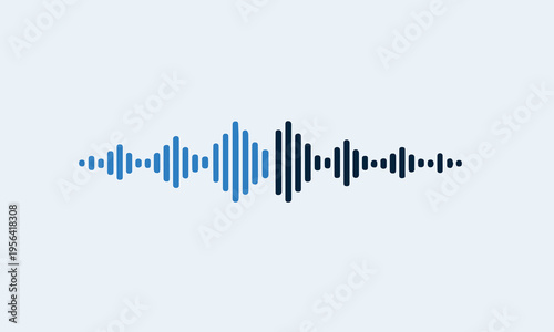 Blue and Black Sound Waveform on Light Blue Background
