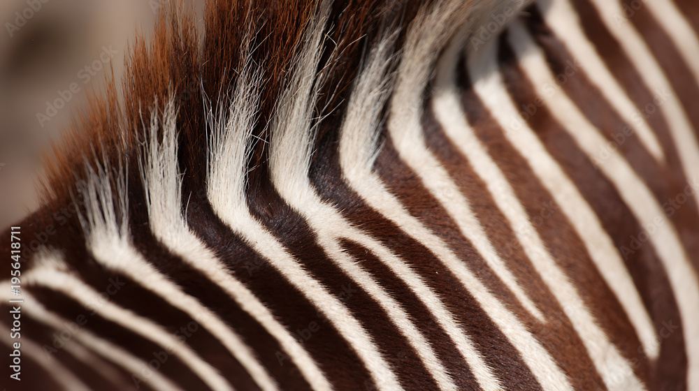 Obraz premium Close-up of animal fur with distinct brown and white stripes, showcasing natural patterns and texture, a unique wild majestic creature detail