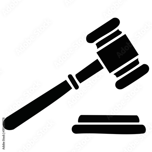 Creative Title: Final Verdict Gavel and Judicial Power Authority Icon