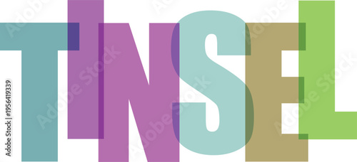 Multicolored Tinsel Letters on White Background