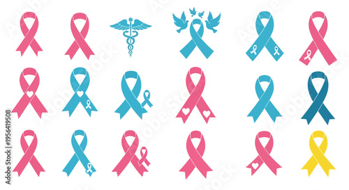 Colorful Awareness Ribbons for Various Causes.