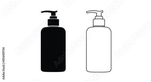 Two soap dispenser icons one black one white outline