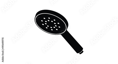 A simple black and white illustration of a handheld showerhead