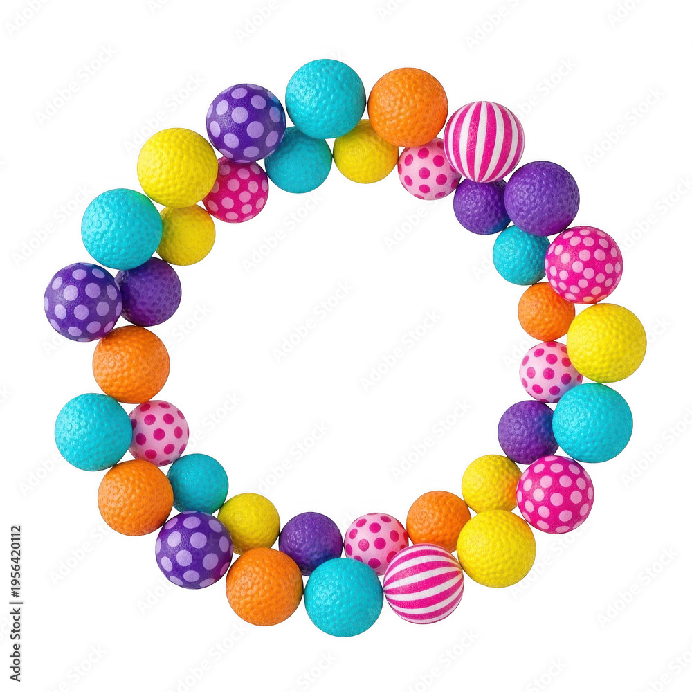 Fototapeta premium Colorful circular arrangement of small easter eggs in vibrant pastel colors