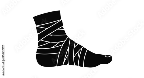 Simple black silhouette of a foot heavily wrapped in bandages