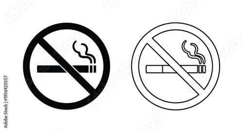 Black and white no smoking signs a circular prohibition symbol