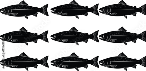 Large set of black female clothing silhouettes icons including various t-shirts tank tops crop tops and blouses on hangers for fashion design and retail