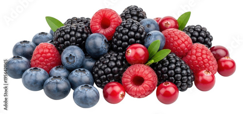 Assorted berries including blueberries blackberries raspberries and cranberries