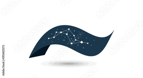 Dark Blue Ribbon with White Stars Pattern.