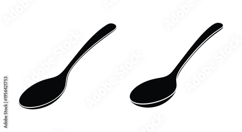 Two black spoons are displayed against a white background in simple silhouettes