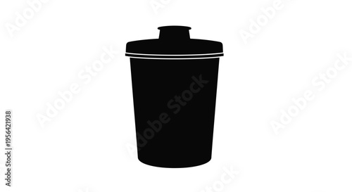 Simple black silhouette of a closed waste bin or trash can