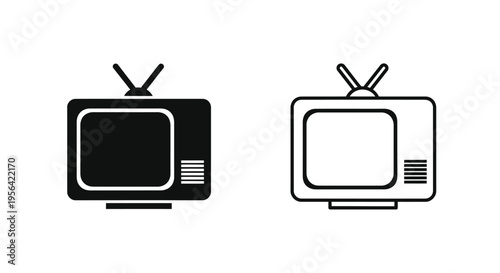 Two vintage television sets in black and white differing in shading