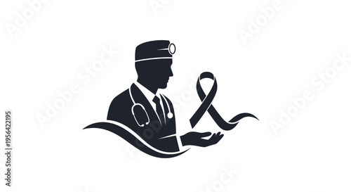 Doctor with Stethoscope and Awareness Ribbon.