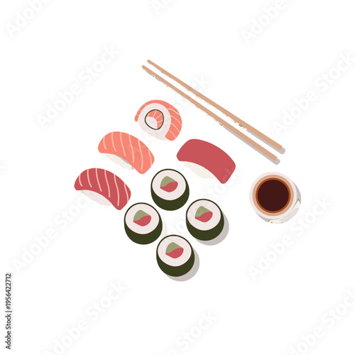 Delicious sushi set, showcasing fresh and vibrant Japanese cuisine.