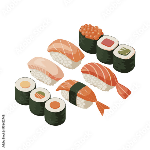 A mouthwatering assortment of sushi pieces on display.